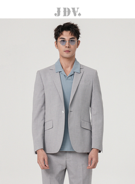 JDV男装春夏浅蓝色平驳领西服职场正装西装外套时尚通勤SMM3009