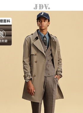 JDV春秋新品商场同款浅咖色翻领双排扣男士风衣外套SCW4208