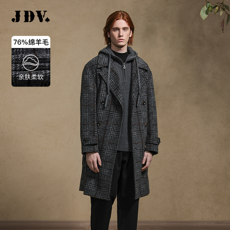 JDV2025冬季新款格纹翻领大衣