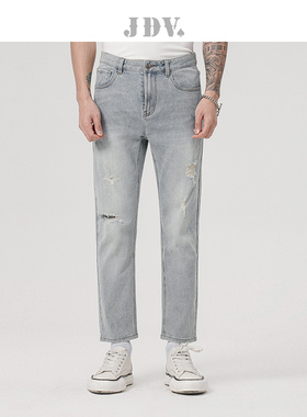 JDV春秋季新品商场同款浅蓝色修身直筒休闲裤牛仔裤裤子男裤SPR36