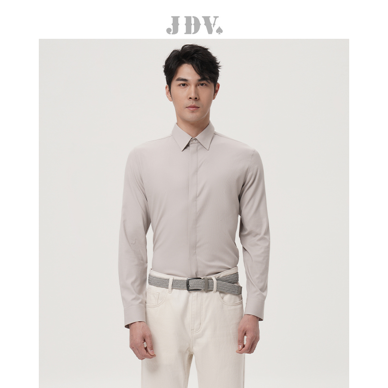 JDV商场同款卡其色长袖正装衬衫