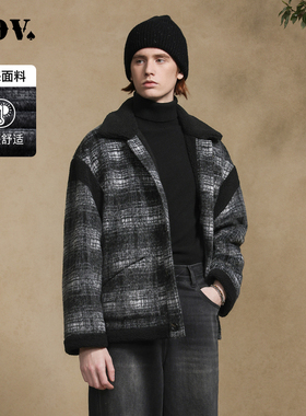 JDV商场同款秋冬新款黑色男士立领单排扣拼接棉服外套WYT4434