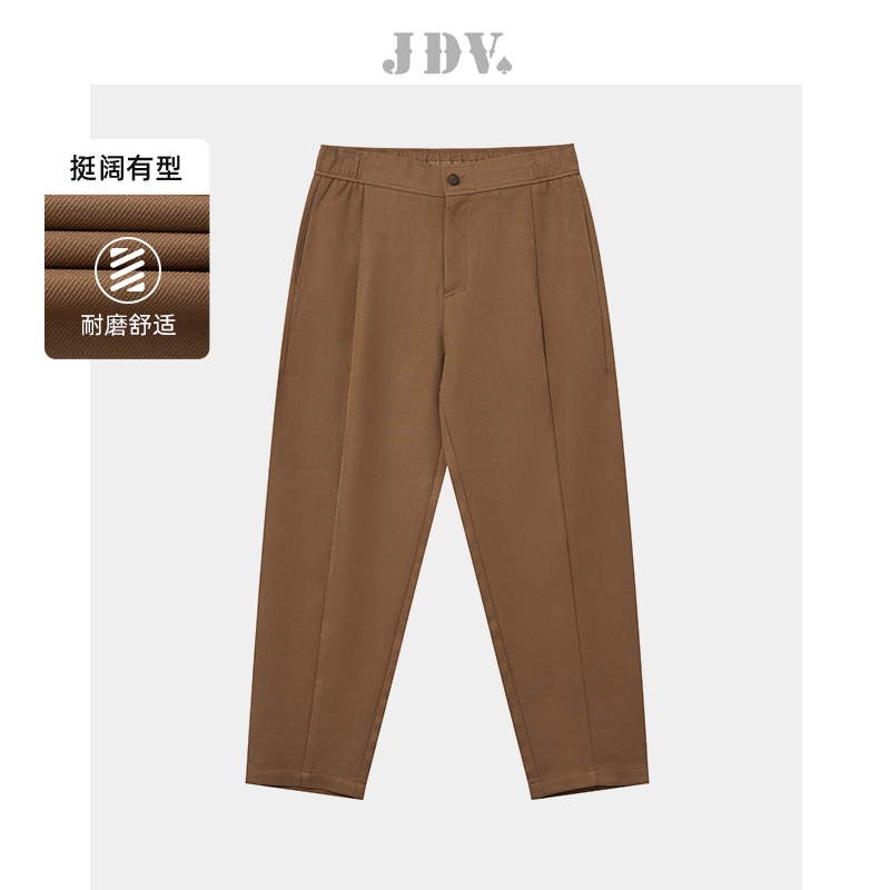 JDV商场同款早秋新品棕色半松紧腰休闲裤男士裤子宽松长裤WPL3615