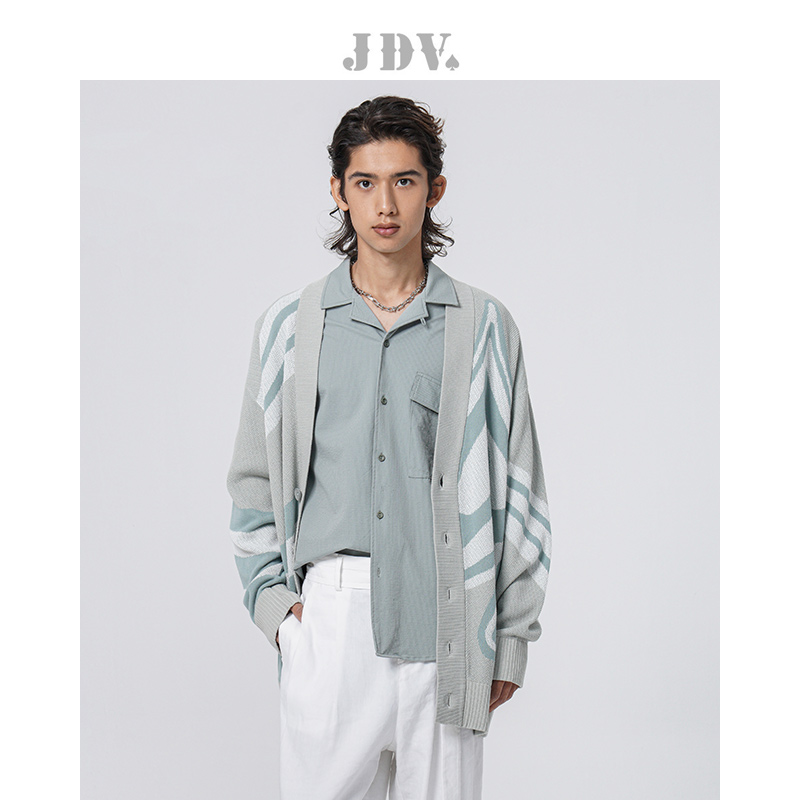 JDV商场同款灰色全棉针织开衫