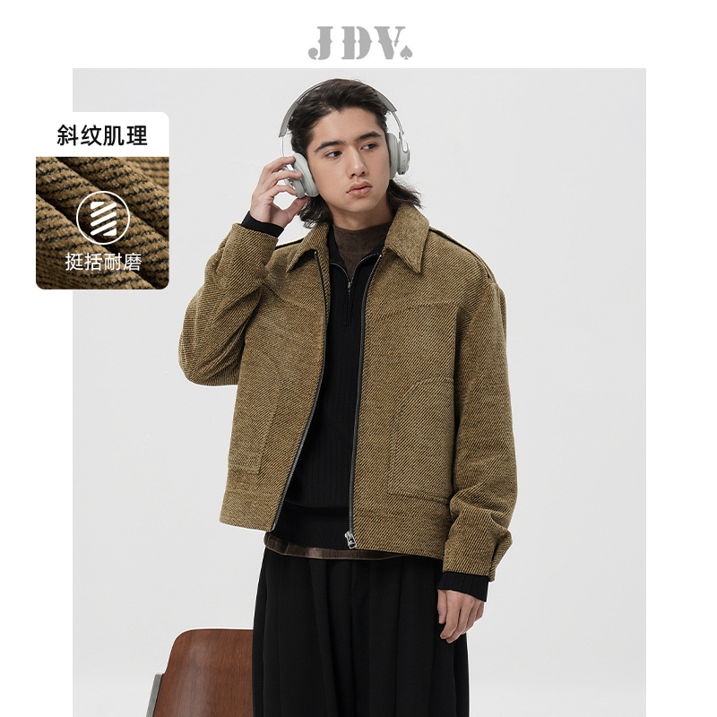 JDV商场同款黄色翻领短款夹克