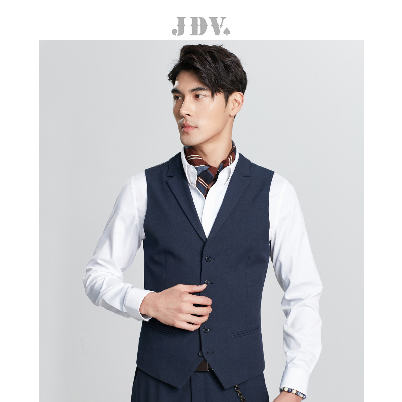 JDV男装商场同款春秋新品藏青商务修身潮西装正装马甲背心WFV1045