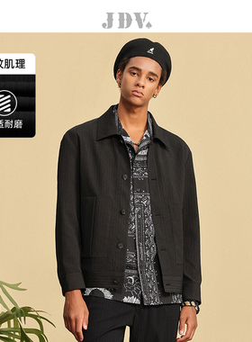 JDV春夏新品商场同款黑色方领条纹男士夹克短款外套SJK4203