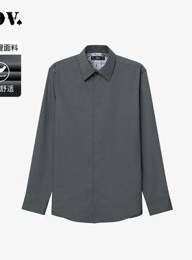 JDV男装2025秋季新品商场同款深灰色长袖衬衫正装上衣WIF4313