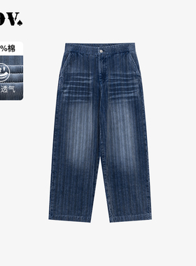 JDV2025秋季新品商场同款蓝色纯棉牛仔裤宽松休闲裤长裤男WPR4645