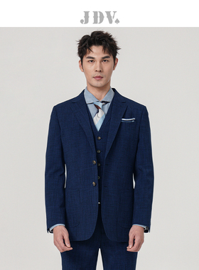 JDV男装春季新品商场同款深蓝平驳领通勤正装结婚西装外套SMM3018