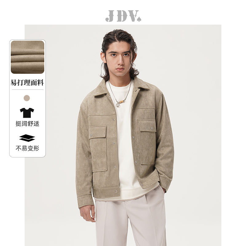 J.D.V春秋时尚翻领皮衣男士夹克