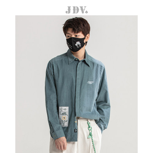 衬衫长袖灯芯绒棉jdv刺绣