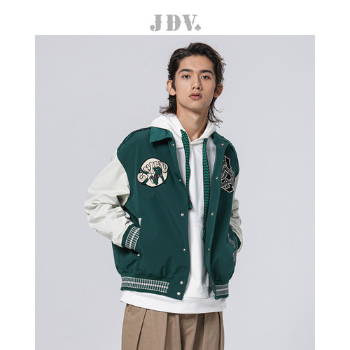 JDV绿色方领休闲夹克外套