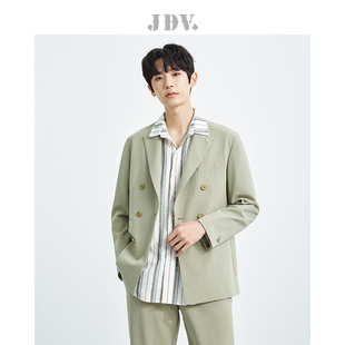 叉一粒扣商务简约风西装 男装 纯色戗驳领袖 新品 西服外套 春季