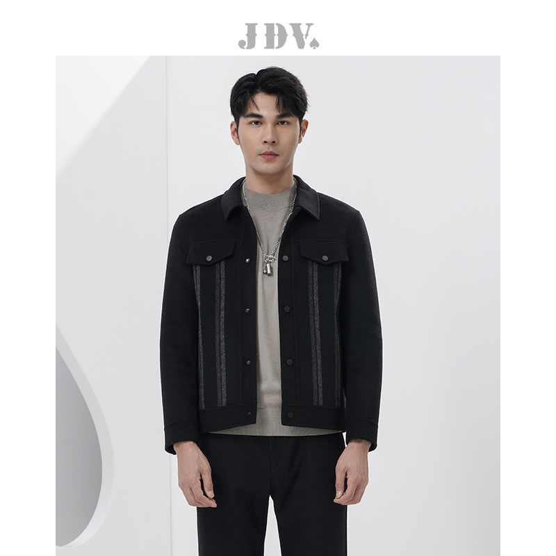 JDV黑色商场同款绵羊毛夹克