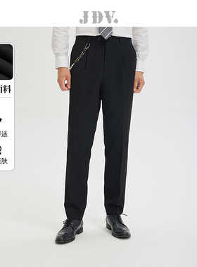 JDV奥莱旗舰店秋季折扣新品男装开衩单褶商务灰色宽松西裤裤子