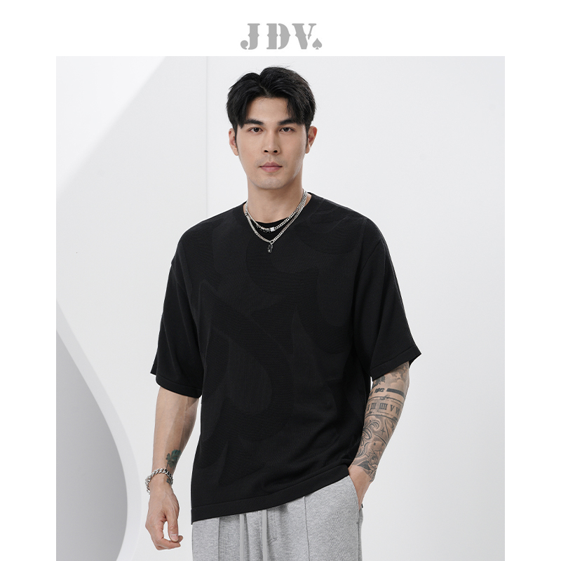 秋季新品黑色圆领jdv短袖