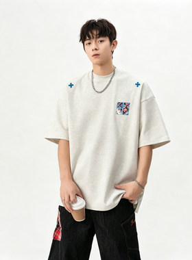 〔PLUS NO LOGO〕港仔文艺男pd大人FORSTNES刺绣复古纯棉短袖T恤