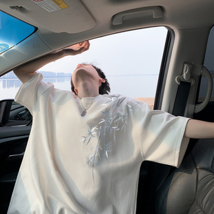 Grinch1928亿万少年goodbai范丞丞同款nans男装中式纯棉短袖T恤