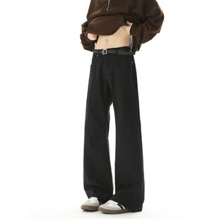 Grinch1928净化眼球nans男装美式ins高街暗黑宽松直筒洗褪牛仔裤