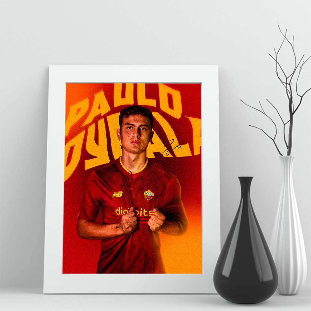 11迪巴拉相框罗马意甲礼物照片球迷实木足球装饰墙桌摆件roma签名