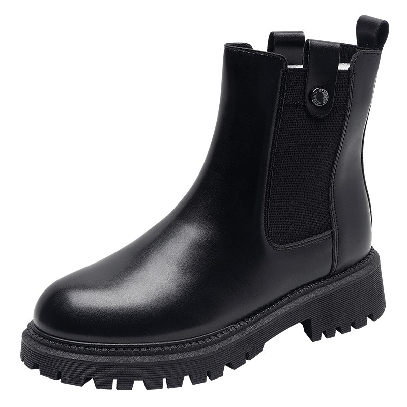 PULLBACK MARTIN BOOTS BRITISH STYLE PLATFORM BOOTIES WOMENS 2024 NEW CHELSEA BOOTS WOMENS SLEEVE SPRING AND AUTUMN SINGLE BOOTS