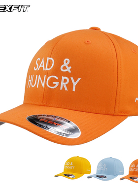 FLEXFIT帽子女春夏新款时尚活力橙色棒球帽浅蓝色鸭舌帽遮阳防晒