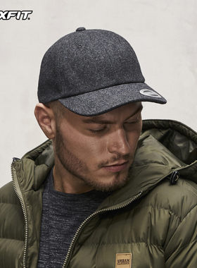 FLEXFIT时尚毛呢棒球帽可调节软顶纯色百搭鸭舌帽男女ins进口潮牌