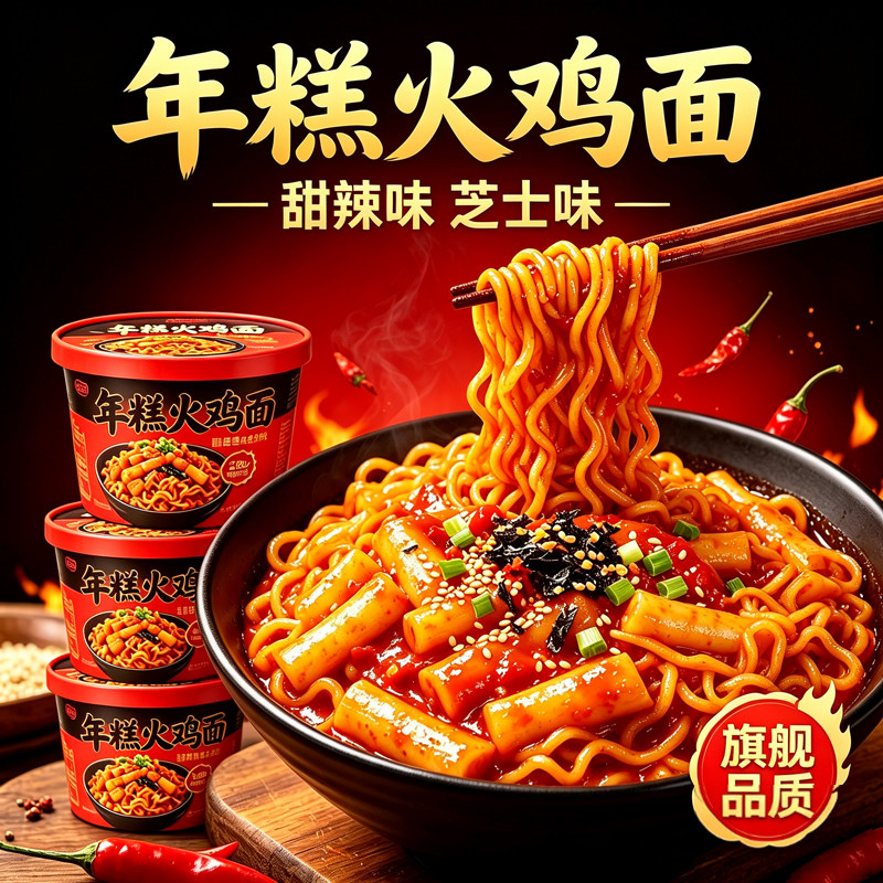 特大桶装!配料丰富!年糕火鸡面