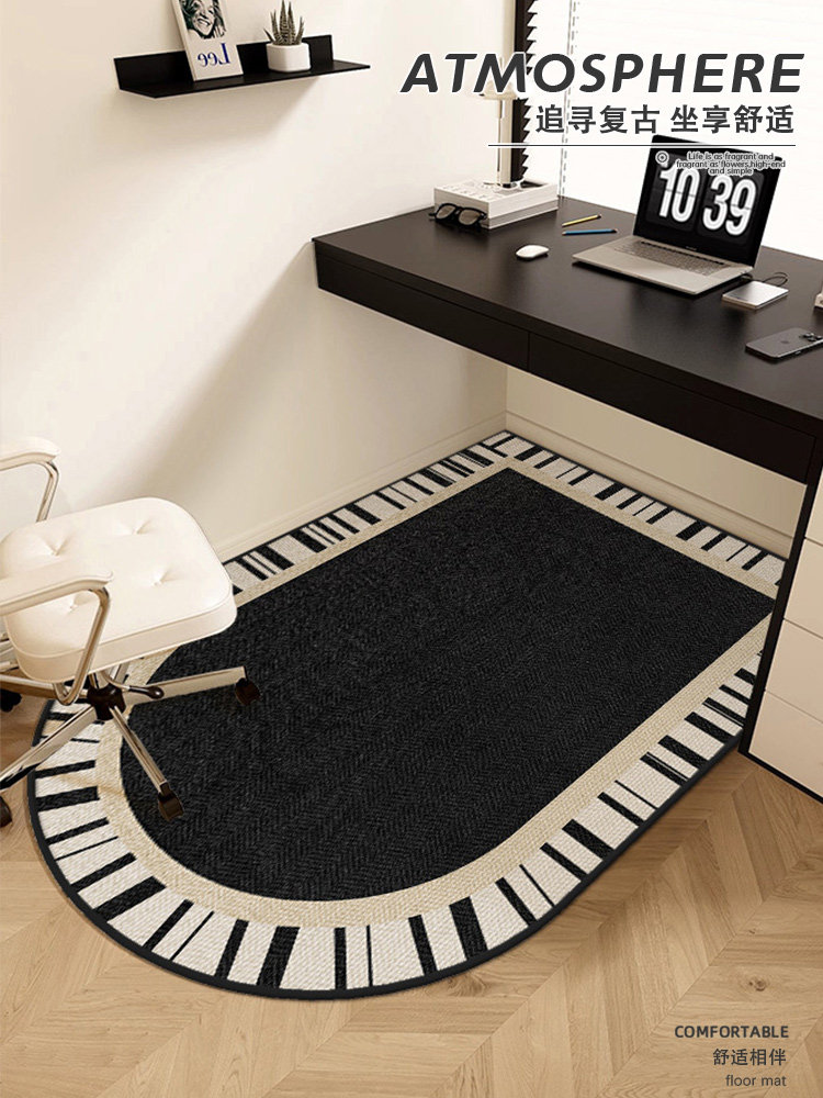 黑色办公椅子地毯学习书桌下地垫电脑椅脚垫卧室隔音防滑转椅垫子