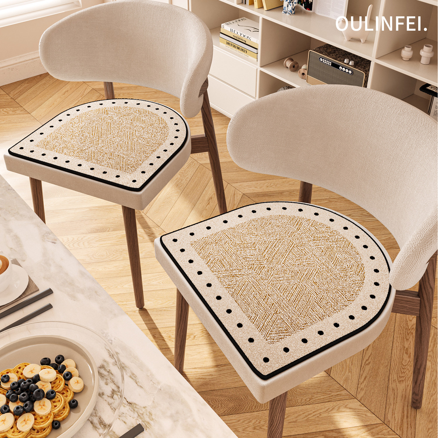 中古风马蹄形餐椅坐垫秋冬季保暖