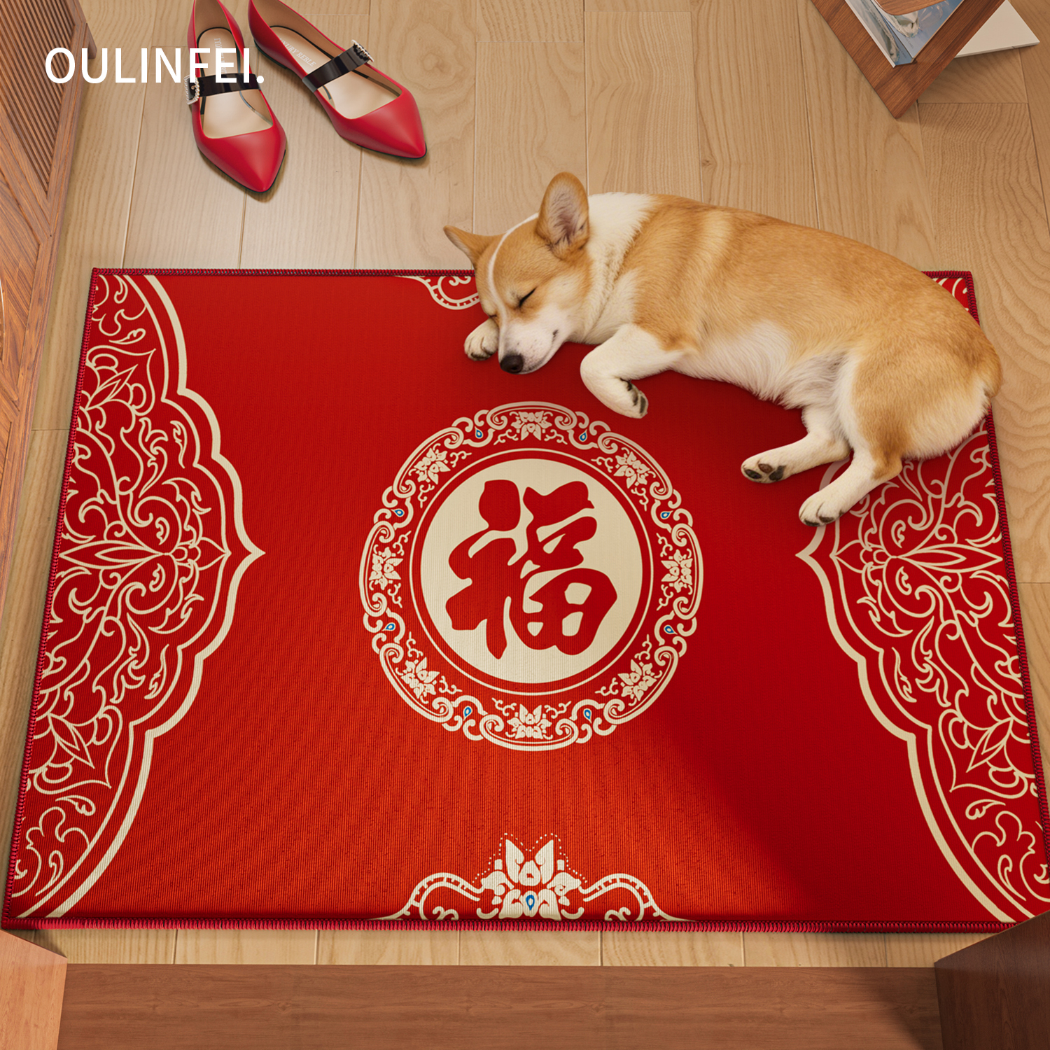 红色入户门地垫新年玄关门厅脚垫