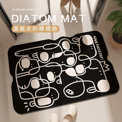 卡通小狗浴室地垫硅藻泥卫生间门口脚垫防滑吸水厕所卫浴速干地毯