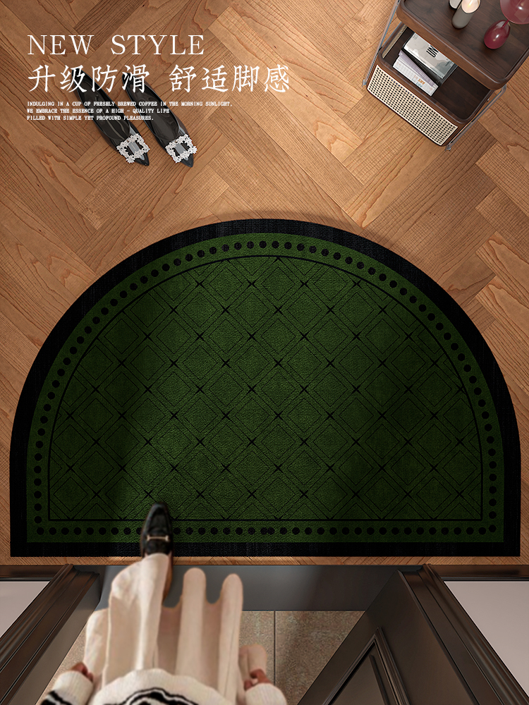 绿色半圆形入户门地垫进门脚垫除尘门垫室外门口防滑耐脏覆古地毯