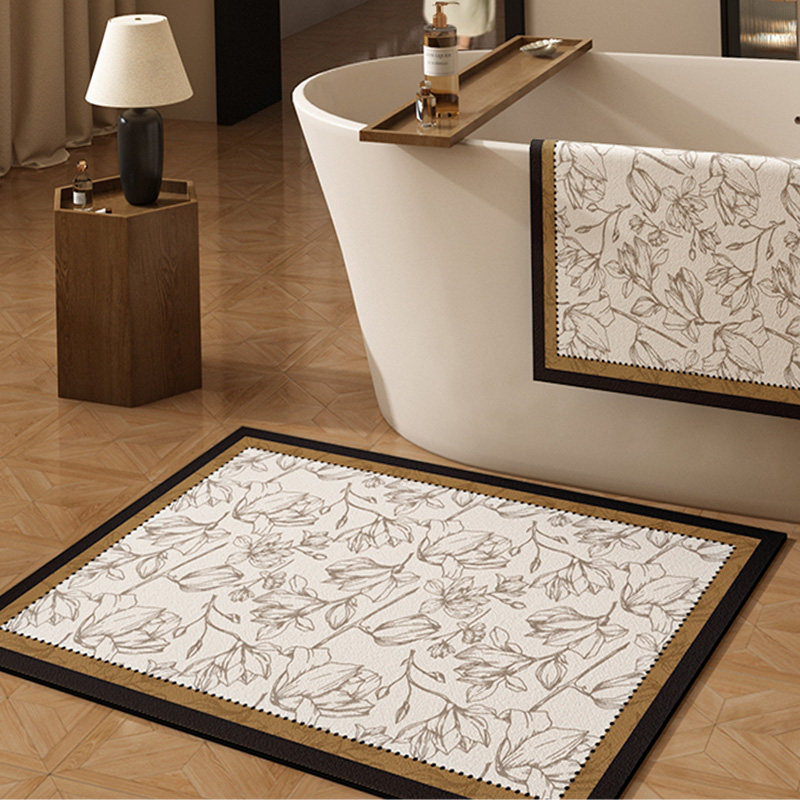 高级浴室门口地垫硅藻泥吸水速干脚垫防滑防摔洗澡专用卫生间地毯