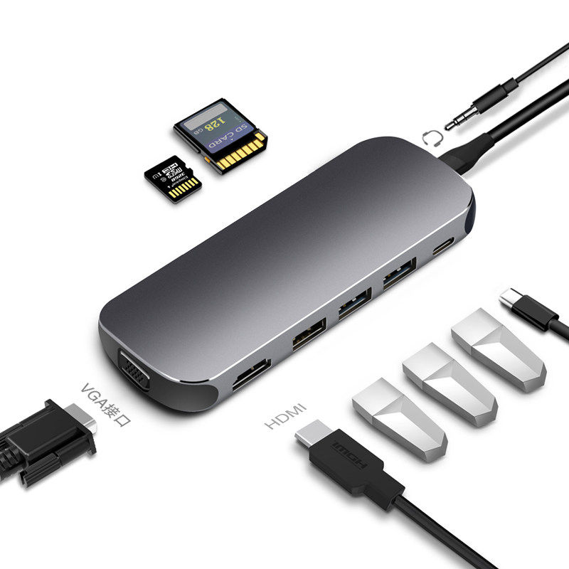 适用于USB-C转换器Surface Pro7/X转接头微软Go电脑扩展坞接VGA网
