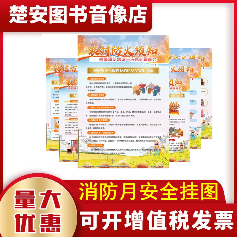 消防月农村防火须知提高消防意识与应急处置能力宣教挂图6张包邮