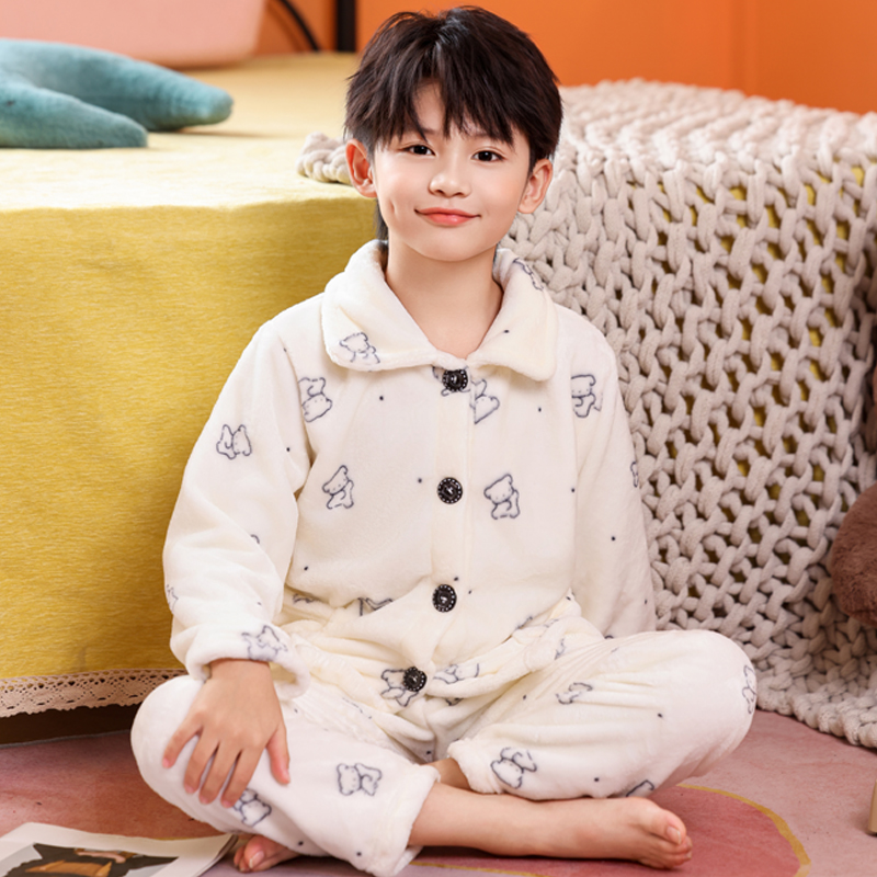 儿童睡衣春秋冬款法兰绒家居服
