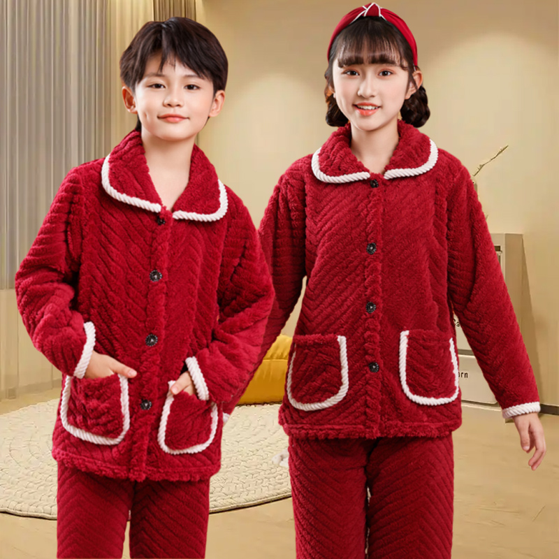 儿童睡衣春秋冬款法兰绒家居服