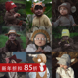 宝宝儿童可爱动物耳系带亚麻帽子胎帽 SHOMKA 85折■LENFANCE ASH