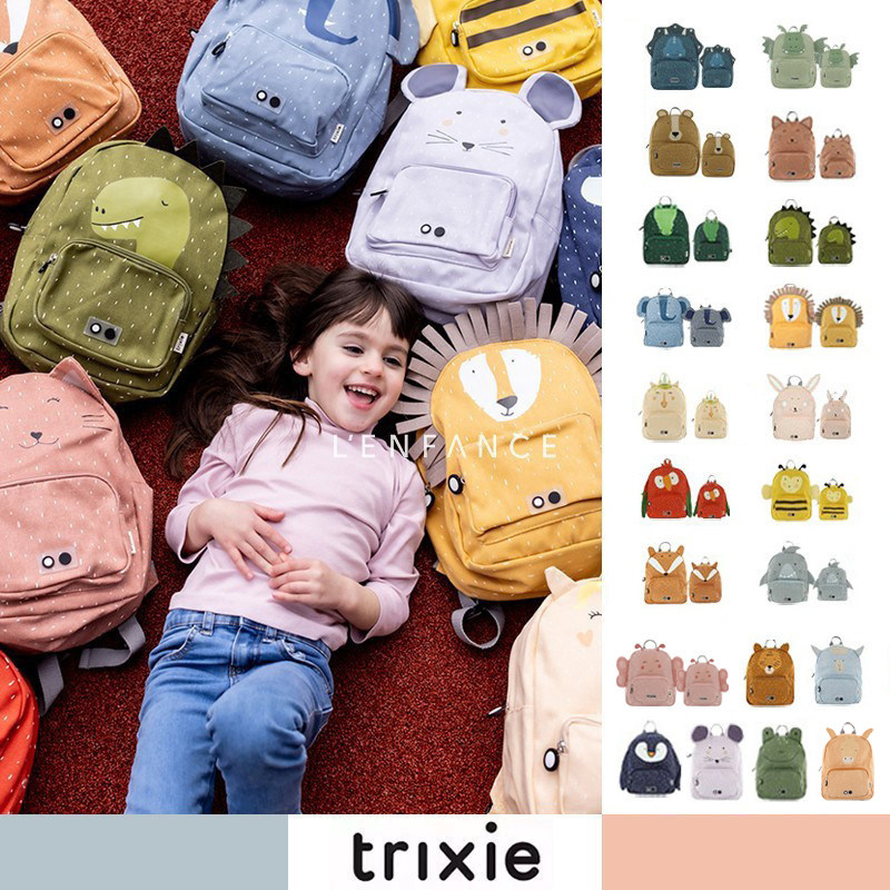 9折■LENFANCE 国现 正品 Trixie儿童幼儿园动物帆布背包双肩书包