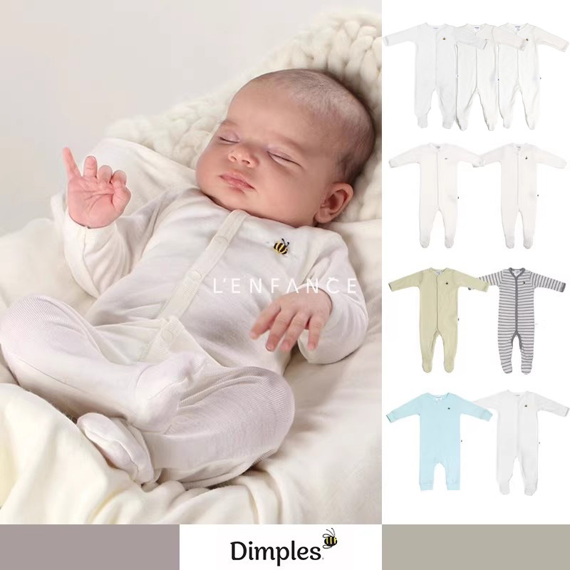 Dimples小蜜蜂纯色长袖连体衣