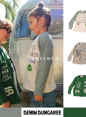 ■D1!LENFANCE现货Denim dungaree26SS日本DD儿童日系T恤贴布开衫