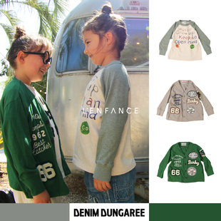 ■D1!LENFANCE现货Denim dungaree26SS日本DD儿童日系T恤贴布开衫
