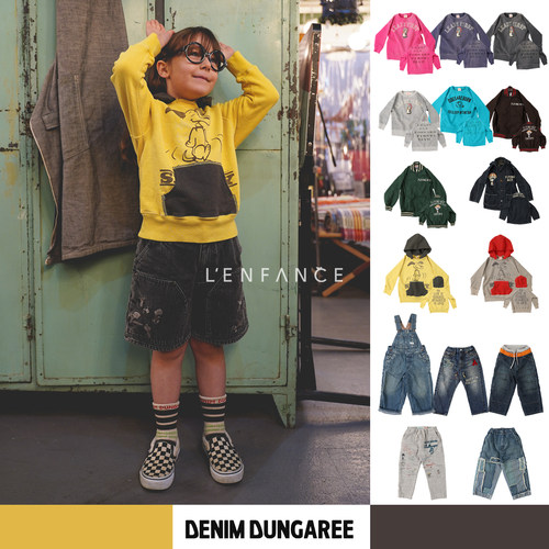 ■D12!LENFANCE  Denim dungaree 26AW 日本DD儿童企鹅卫衣牛仔裤