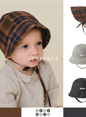9折■LENFANCE 现货 BeneBene 26SS 宝宝纯棉休闲防晒系带渔夫帽