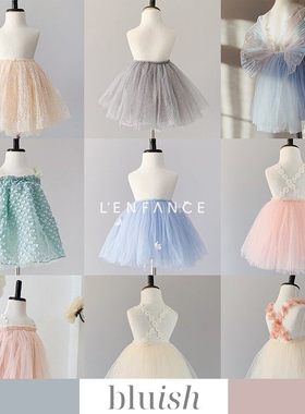 9折■LENFANCE现货bluish 25SS女宝高级甜美蝴蝶纱纱连衣裙半身裙