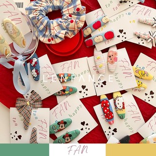 儿童古董布复古插画动漫手工发夹发圈 Fan ■LENFANCE 现货