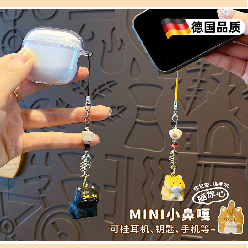 木雕猫狗钥匙扣小鼻噶情侣包挂件