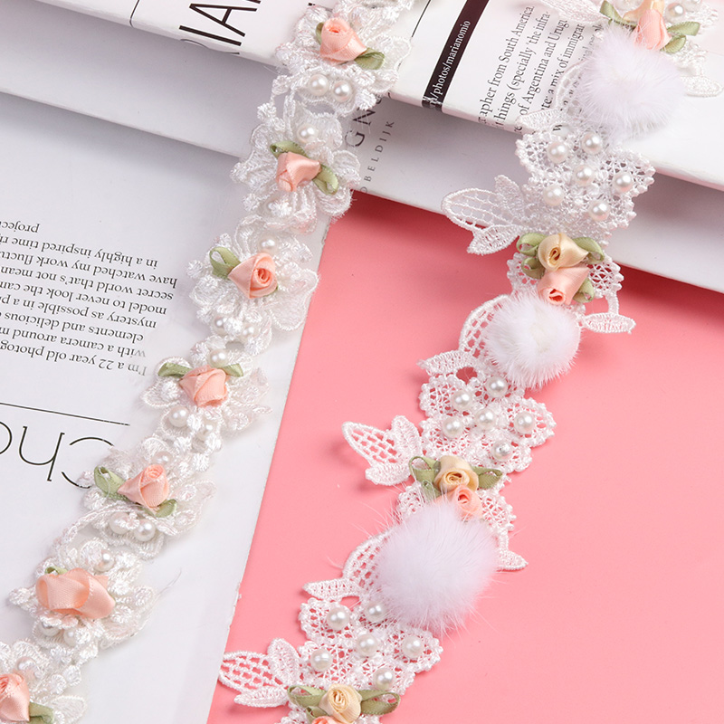 香草玫瑰花边刺绣蕾丝边装饰辅料